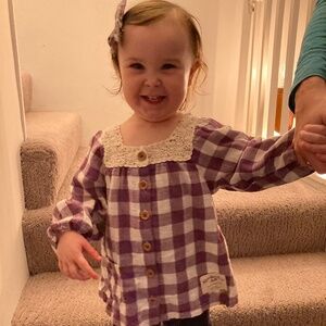 Olive des Olive Purple Checked Shirt Dress / Blouse for Girls 2-3 years